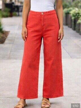 Universal Thread Wide Leg Cropped Pants in Coral - Size 14